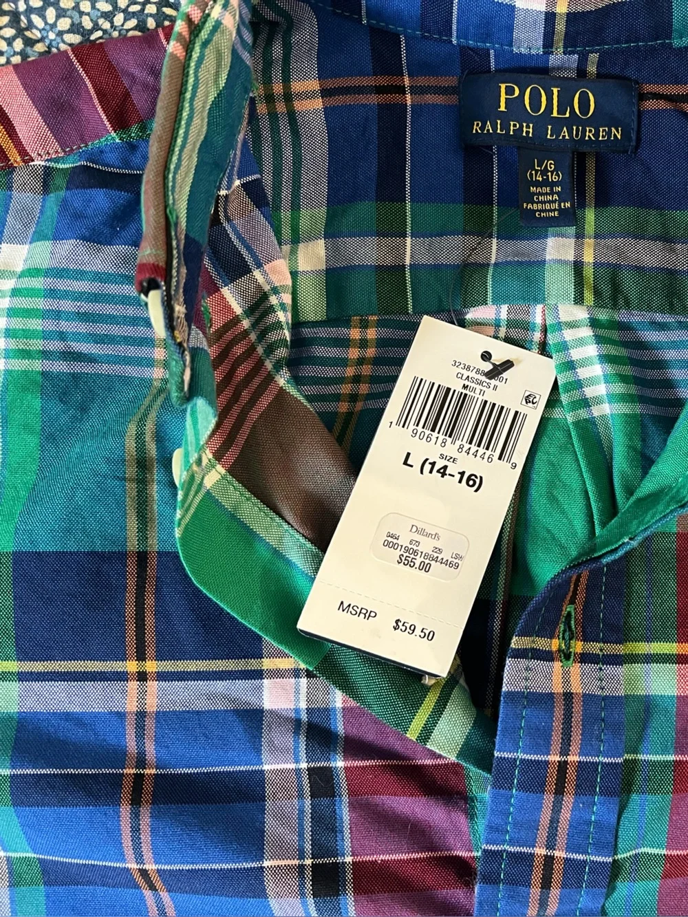 Polo Ralph Lauren Plaid Button-Down Shirt Youth Large(14-16) NWT